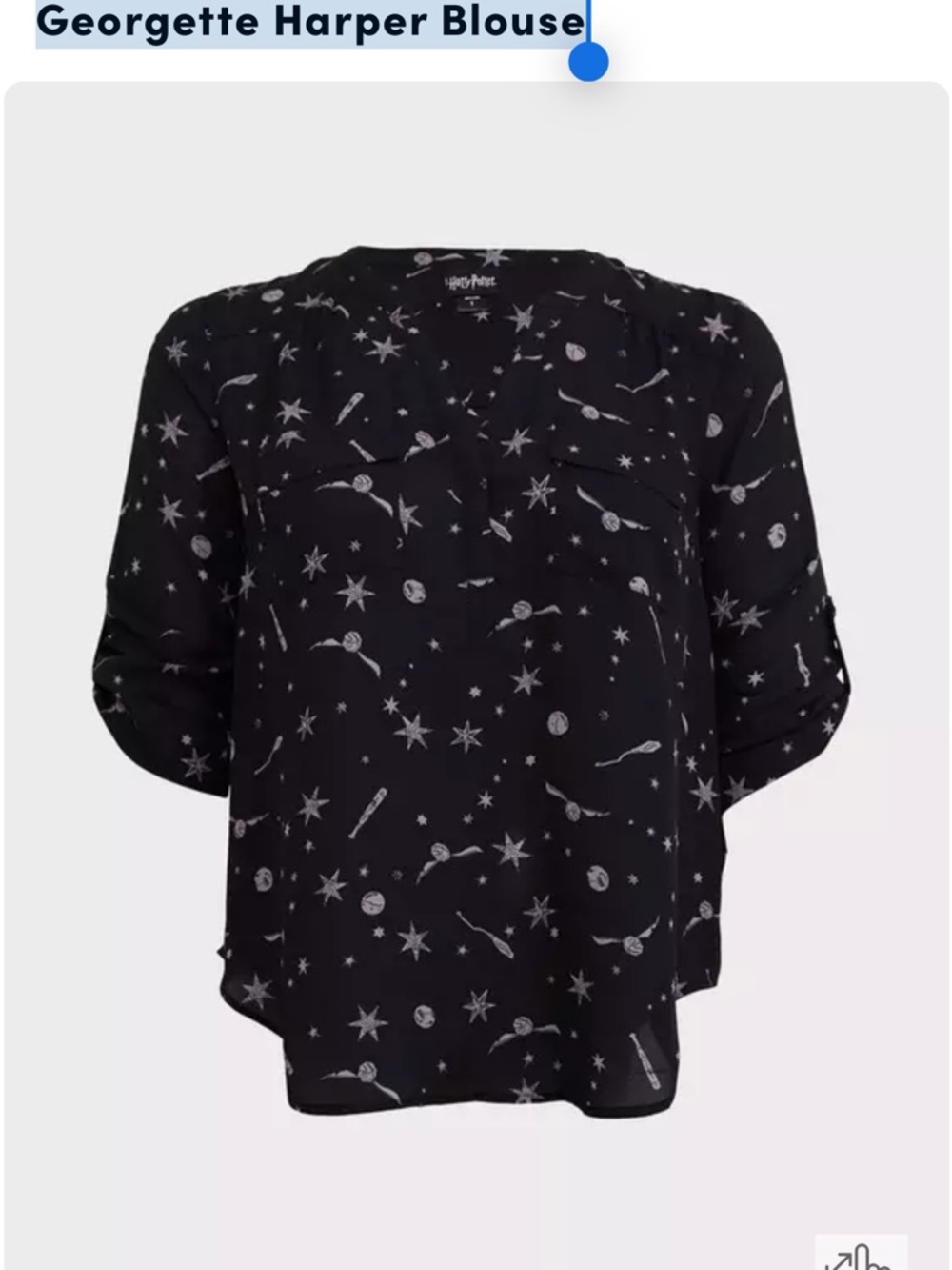 torrid Harry Potter Star & Wand Black Georgette Harper Blouse
